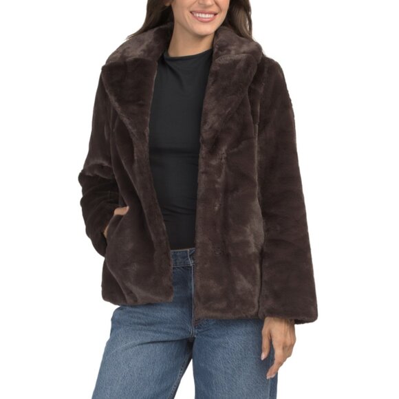 VINCE CAMUTO Truffle Faux Fur Jacket - Picture 1 of 2